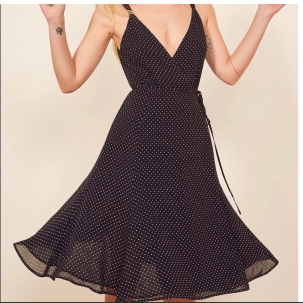 Reformation polka dot wrap dress size large